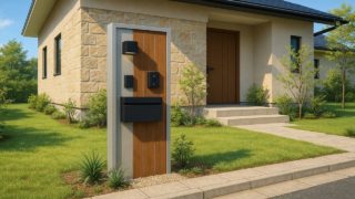 愛媛県の戸建て外構に施工された門柱のイメージ