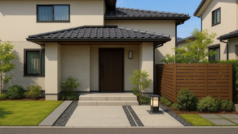 府中市の戸建て外構に施工された玄関アプローチのイメージ