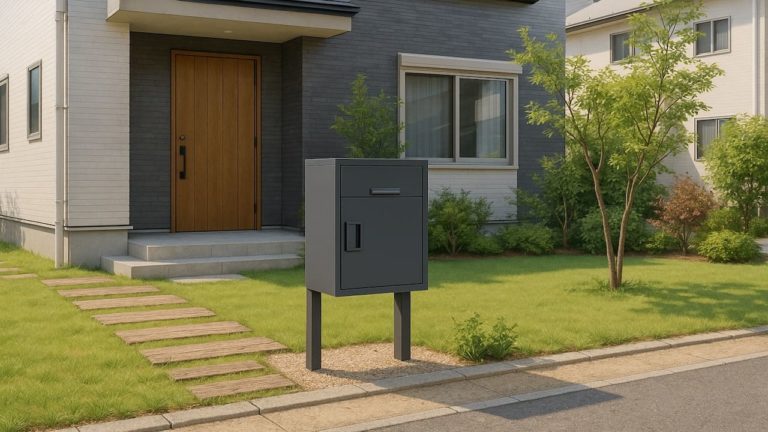 富士市の戸建て外構に施工された宅配ボックスのイメージ