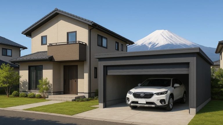 富士市の住宅に施工された車庫ガレージのイメージ