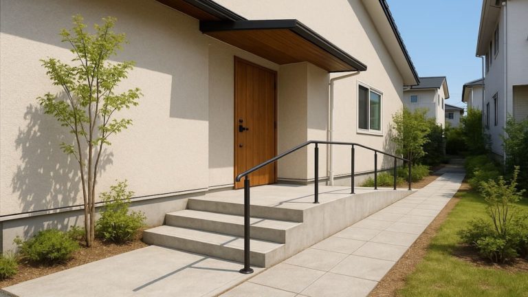 富士見市の戸建て外構に施工された玄関アプローチのイメージ