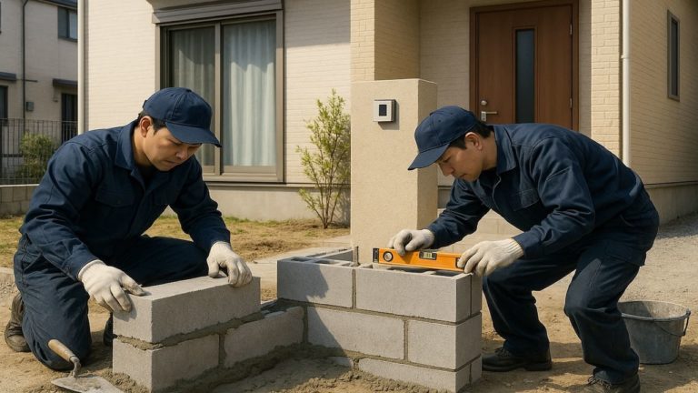 ふじみ野市の戸建て外構に施工された門柱のイメージ