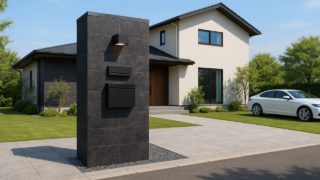 富士宮市の戸建て外構に施工された門柱のイメージ