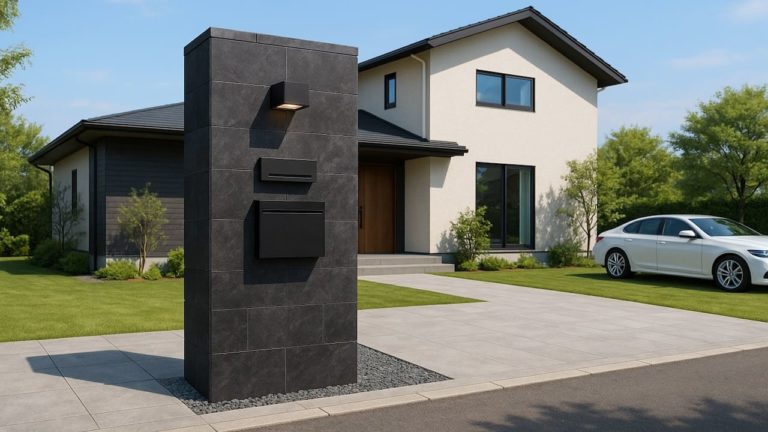 富士宮市の戸建て外構に施工された門柱のイメージ