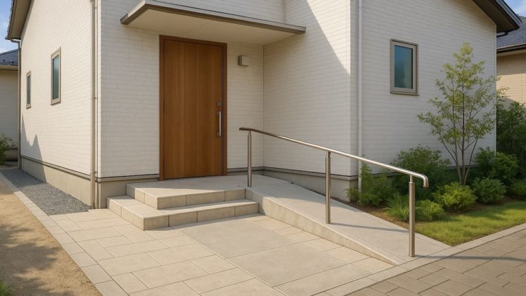 深谷市の戸建て外構に施工された玄関アプローチのイメージ