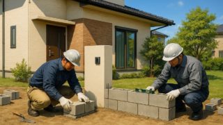 深谷市の戸建て外構に施工された門柱のイメージ