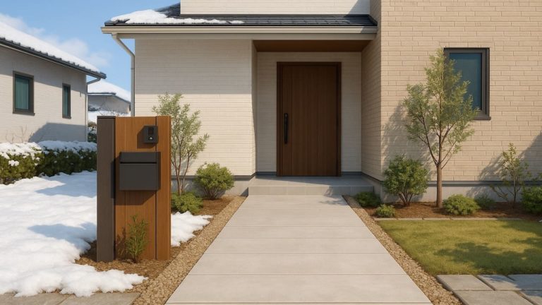 福井県の戸建て外構に施工された玄関アプローチのイメージ