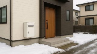 【福井県】宅配ボックスの費用の違い|設置環境別の注意ポイント 福井県の戸建て外構に施工された宅配ボックスのイメージ