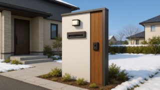 【福井県】門柱の価格目安|よくある失敗とその回避法 福井県の戸建て外構に施工された門柱のイメージ