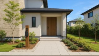 福岡県の戸建て外構に施工された玄関アプローチのイメージ