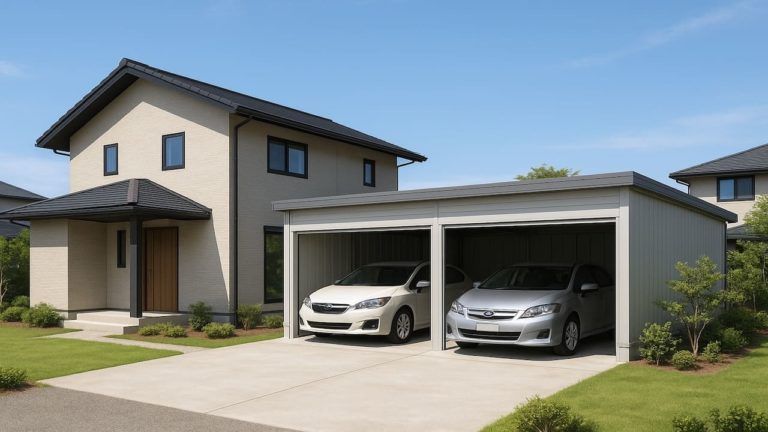 福岡県の住宅に施工された車庫ガレージのイメージ