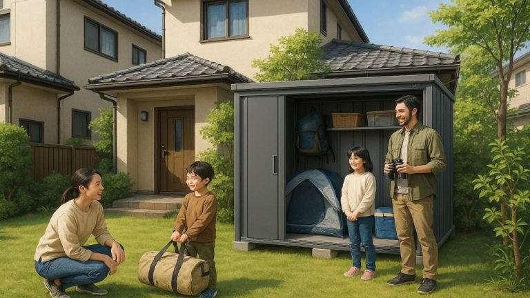 福岡県の住宅に施工された屋外用物置イメージ