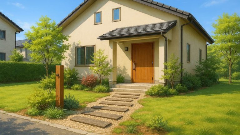 福島県の戸建て外構に施工された玄関アプローチのイメージ