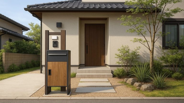 福山市の戸建て外構に施工された宅配ボックスのイメージ