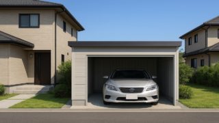 福山市の住宅に施工された車庫ガレージのイメージ