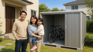 【福山市】格安でおしゃれな物置を実現|プロのアドバイス 福山市の住宅に施工された屋外用物置イメージ