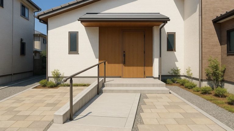 船橋市の戸建て外構に施工された玄関アプローチのイメージ