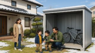 岐阜県の住宅に施工された屋外用物置イメージ