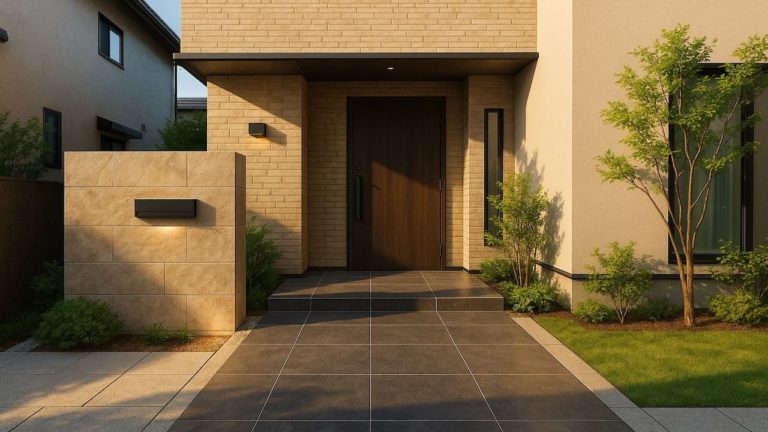 群馬県の戸建て外構に施工された玄関アプローチのイメージ