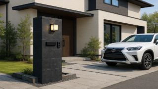 群馬県の戸建て外構に施工された門柱のイメージ