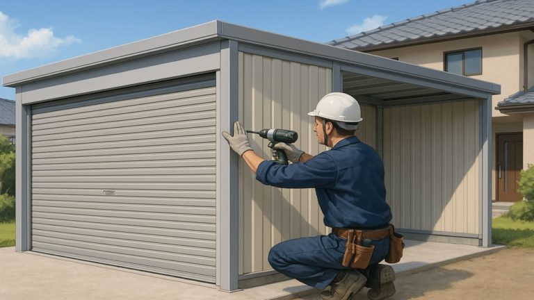 羽曳野市の住宅に施工された車庫ガレージのイメージ