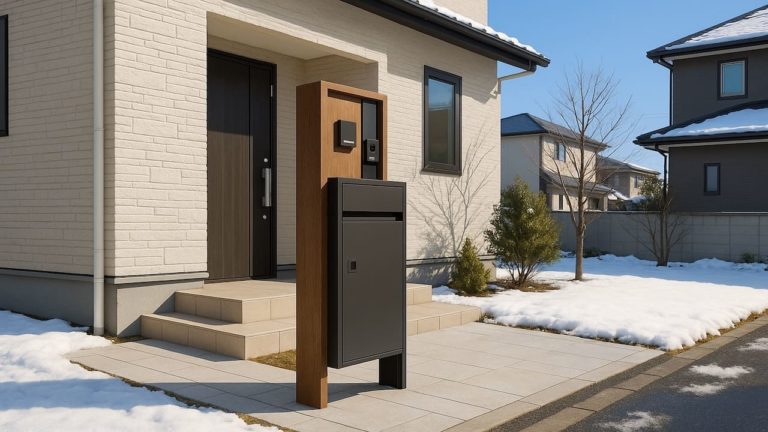 八戸市の戸建て外構に施工された宅配ボックスのイメージ