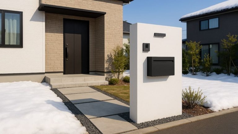 八戸市の戸建て外構に施工された門柱のイメージ