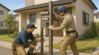 【八王子市】門柱工事の費用ライン|知らないと損する3つの要素 八王子市の戸建て外構に施工された門柱のイメージ