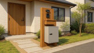 【秦野市】宅配ボックスの費用比較|スタイル別コーディネート術 秦野市の戸建て外構に施工された宅配ボックスのイメージ