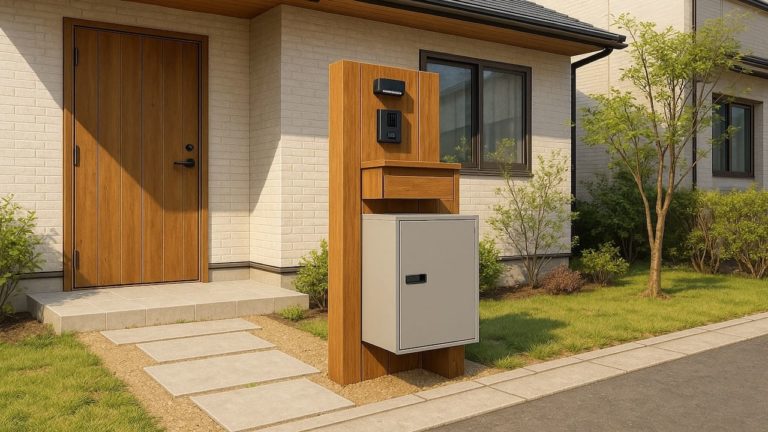 秦野市の戸建て外構に施工された宅配ボックスのイメージ