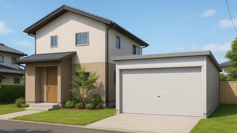 秦野市の住宅に施工された車庫ガレージのイメージ