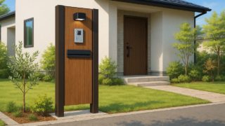 白山市の戸建て外構に施工された門柱のイメージ