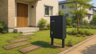 浜松市の戸建て外構に施工された宅配ボックスのイメージ