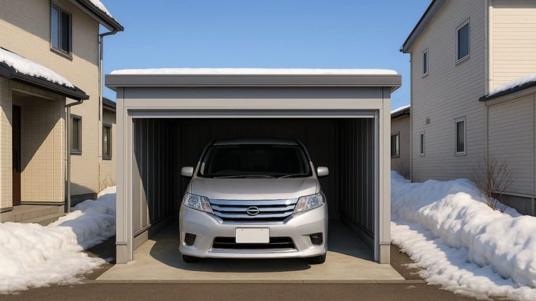 花巻市の住宅に施工された車庫ガレージのイメージ