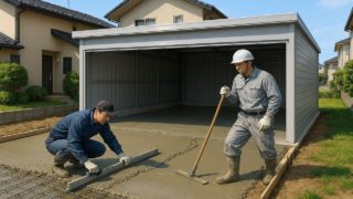 【半田市】車庫ガレージの価格ガイド|サイズ別の総額早見表 半田市の住宅に施工された車庫ガレージのイメージ