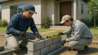 半田市の戸建て外構に施工された門柱のイメージ