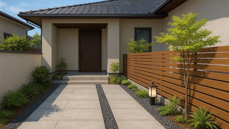 東広島市の戸建て外構に施工された玄関アプローチのイメージ