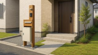 東広島市の戸建て外構に施工された宅配ボックスのイメージ