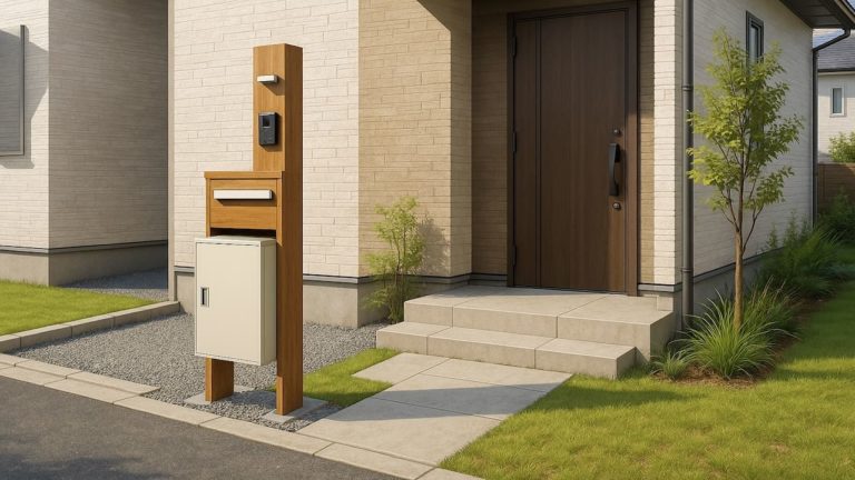東広島市の戸建て外構に施工された宅配ボックスのイメージ