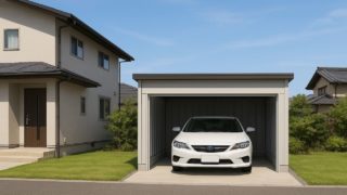 【東広島市】車庫ガレージの費用と価格帯|無理なく安く仕上げるコツ 東広島市の住宅に施工された車庫ガレージのイメージ