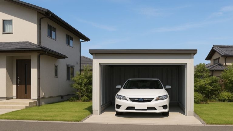 東広島市の住宅に施工された車庫ガレージのイメージ