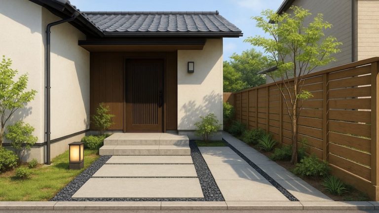 東久留米市の戸建て外構に施工された玄関アプローチのイメージ