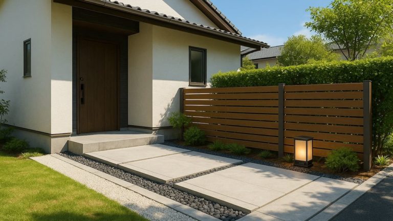 東村山市の戸建て外構に施工された玄関アプローチのイメージ