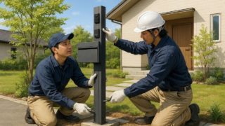 【東近江市】門柱の価格目安|よくある失敗とその回避法 東近江市の戸建て外構に施工された門柱のイメージ