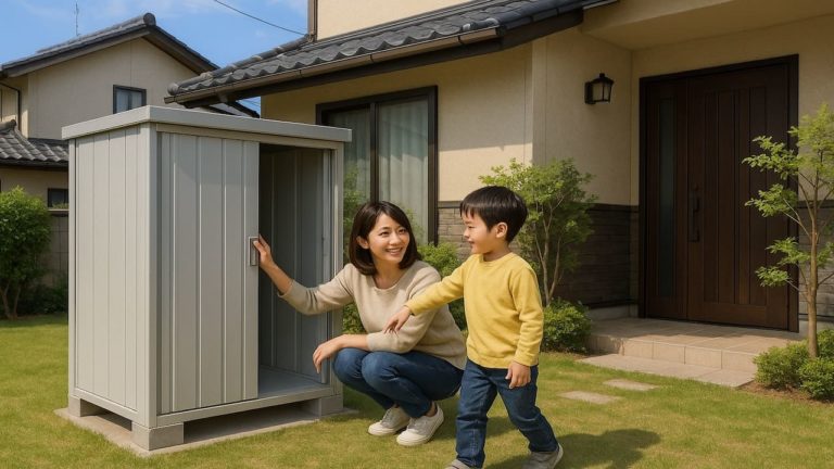 東近江市の住宅に施工された屋外用物置イメージ