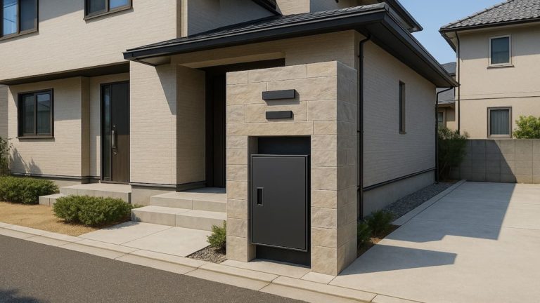 彦根市の戸建て外構に施工された宅配ボックスのイメージ
