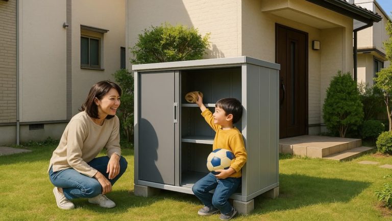 彦根市の住宅に施工された屋外用物置イメージ