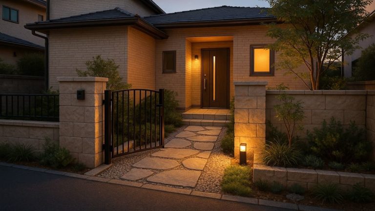 姫路市の戸建て外構に施工された玄関アプローチのイメージ