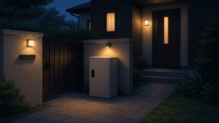 姫路市の戸建て外構に施工された宅配ボックスのイメージ