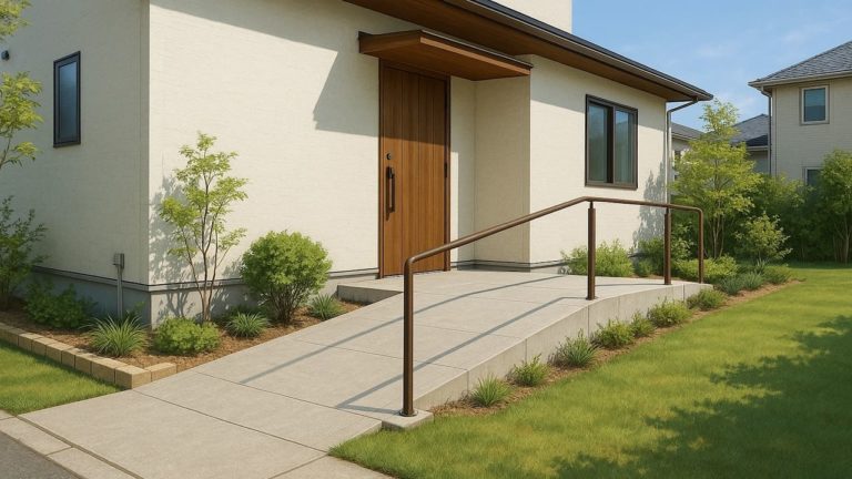 枚方市の戸建て外構に施工された玄関アプローチのイメージ